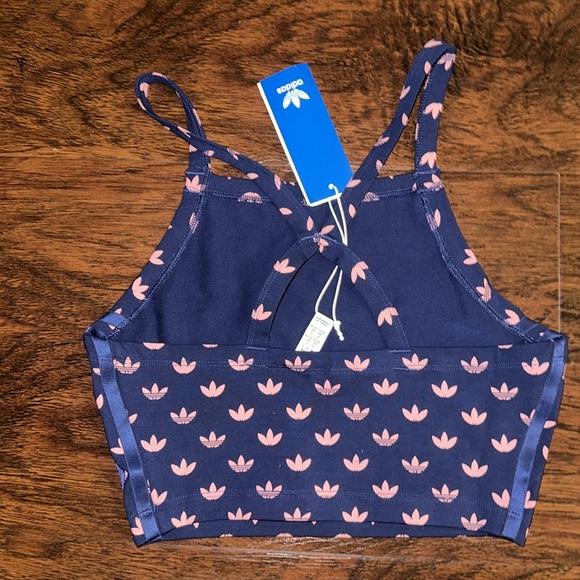 NWT Adidas Navy Blue and Peach Crop Top (XS) - Picture 2 of 5